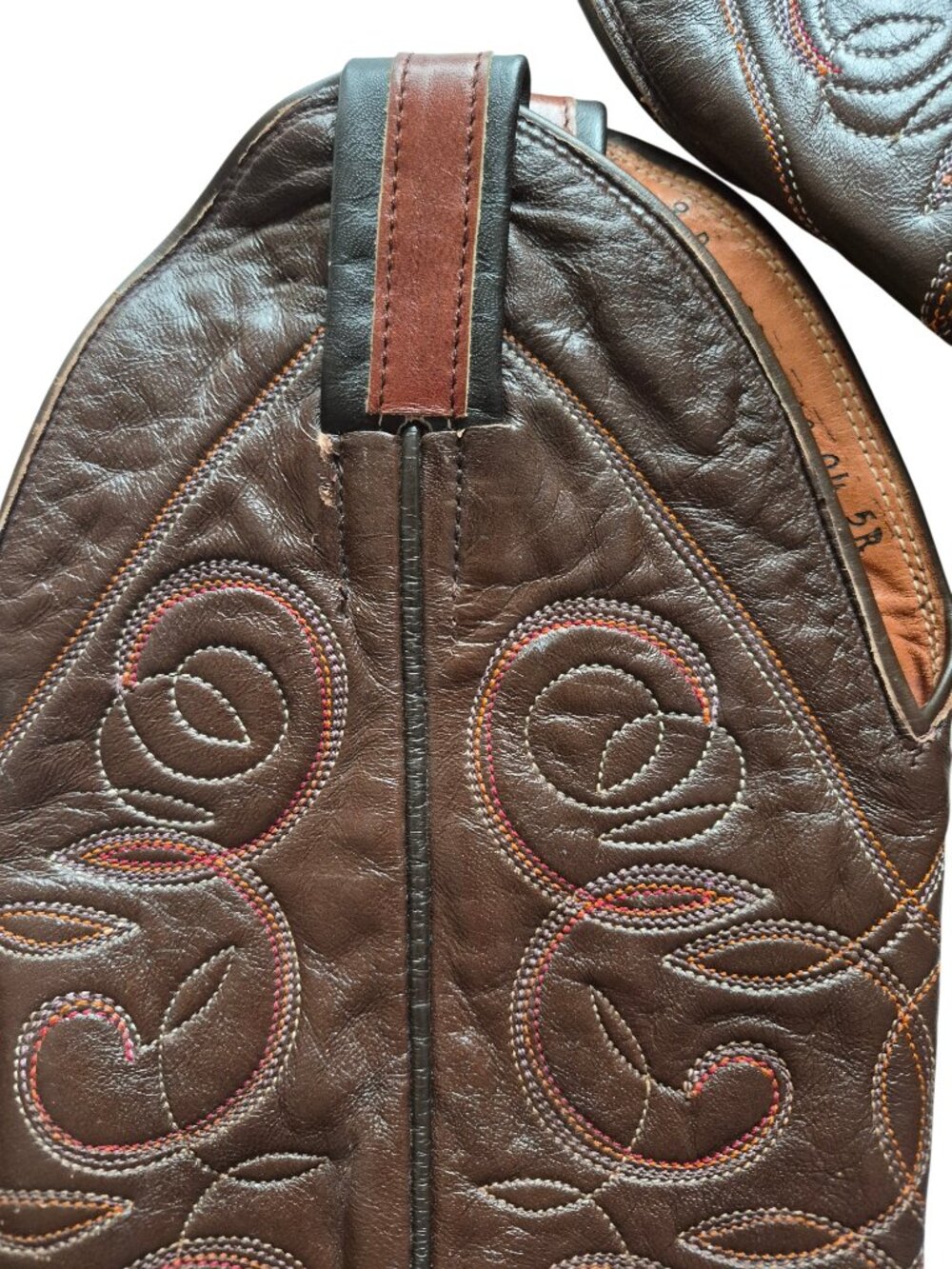 Sanders 16" Tall Western Cowboy Boots Decorative Stitching Handcrafted Men's 9 B - Picture 4 of 16